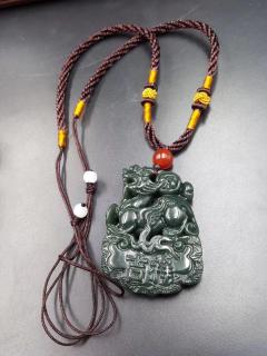 新疆和田玉青玉如意貔貅吊坠 男女款款玉器工艺品玉坠挂件批发